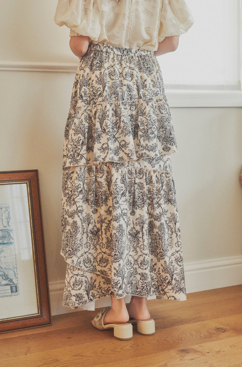 toile de Jouy frill skirt