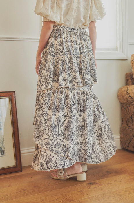 toile de Jouy frill skirt
