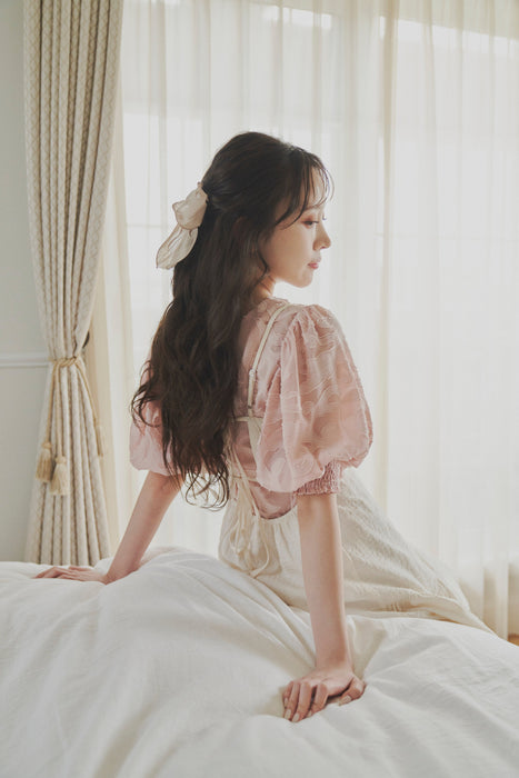 sheer jacquard volume blouse