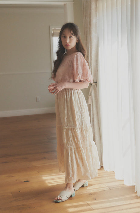 sheer jacquard volume blouse