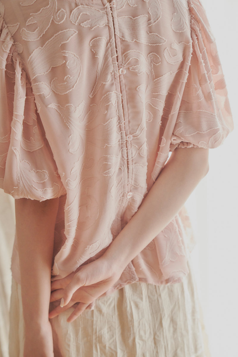 sheer jacquard volume blouse