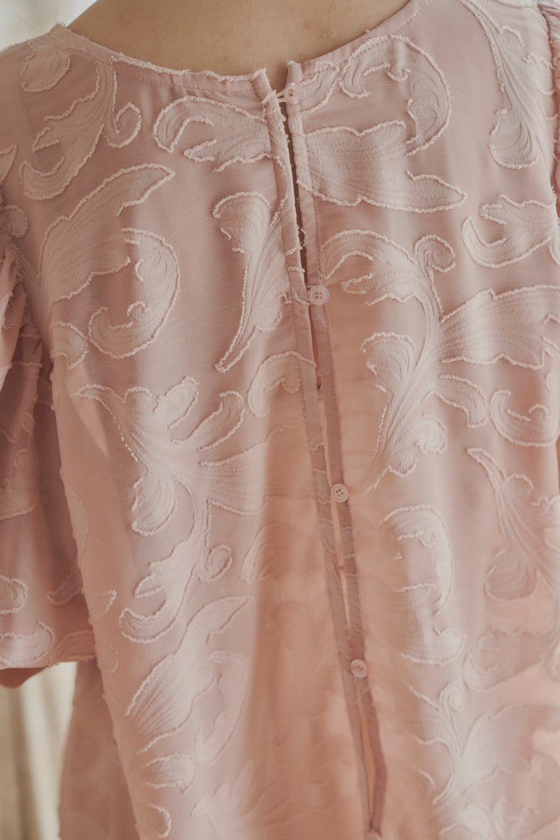 sheer jacquard volume blouse