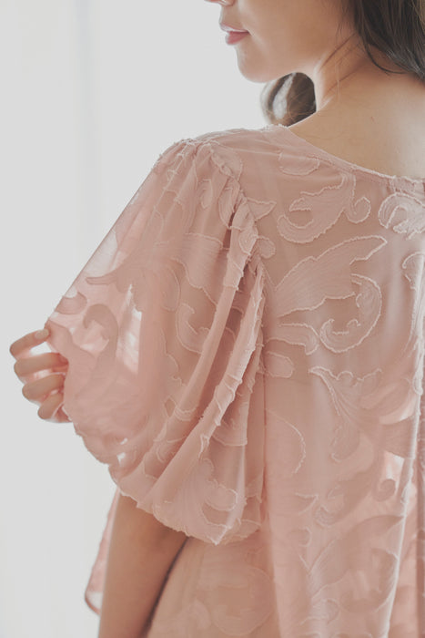 sheer jacquard volume blouse
