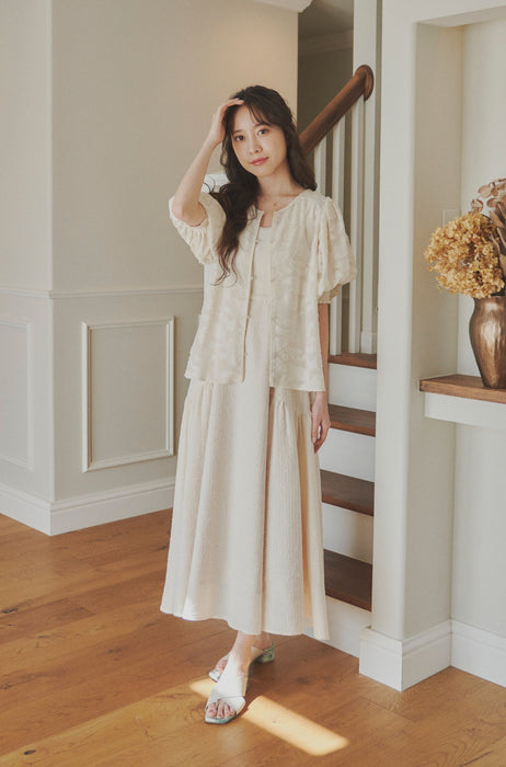 sheer jacquard volume blouse