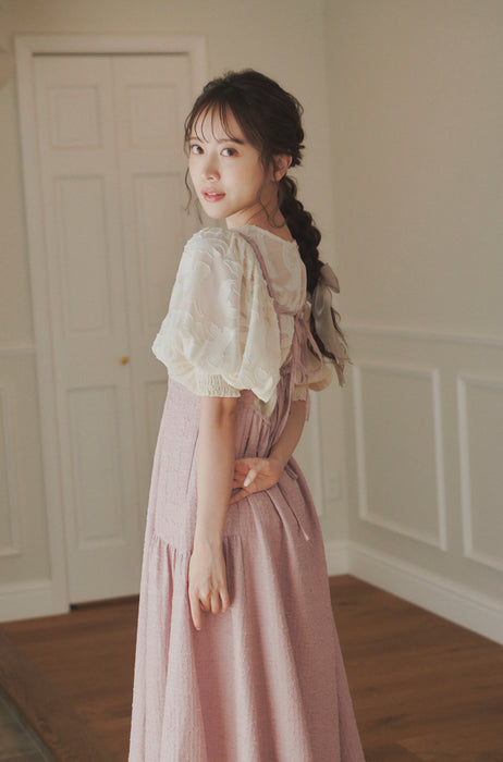sheer jacquard volume blouse