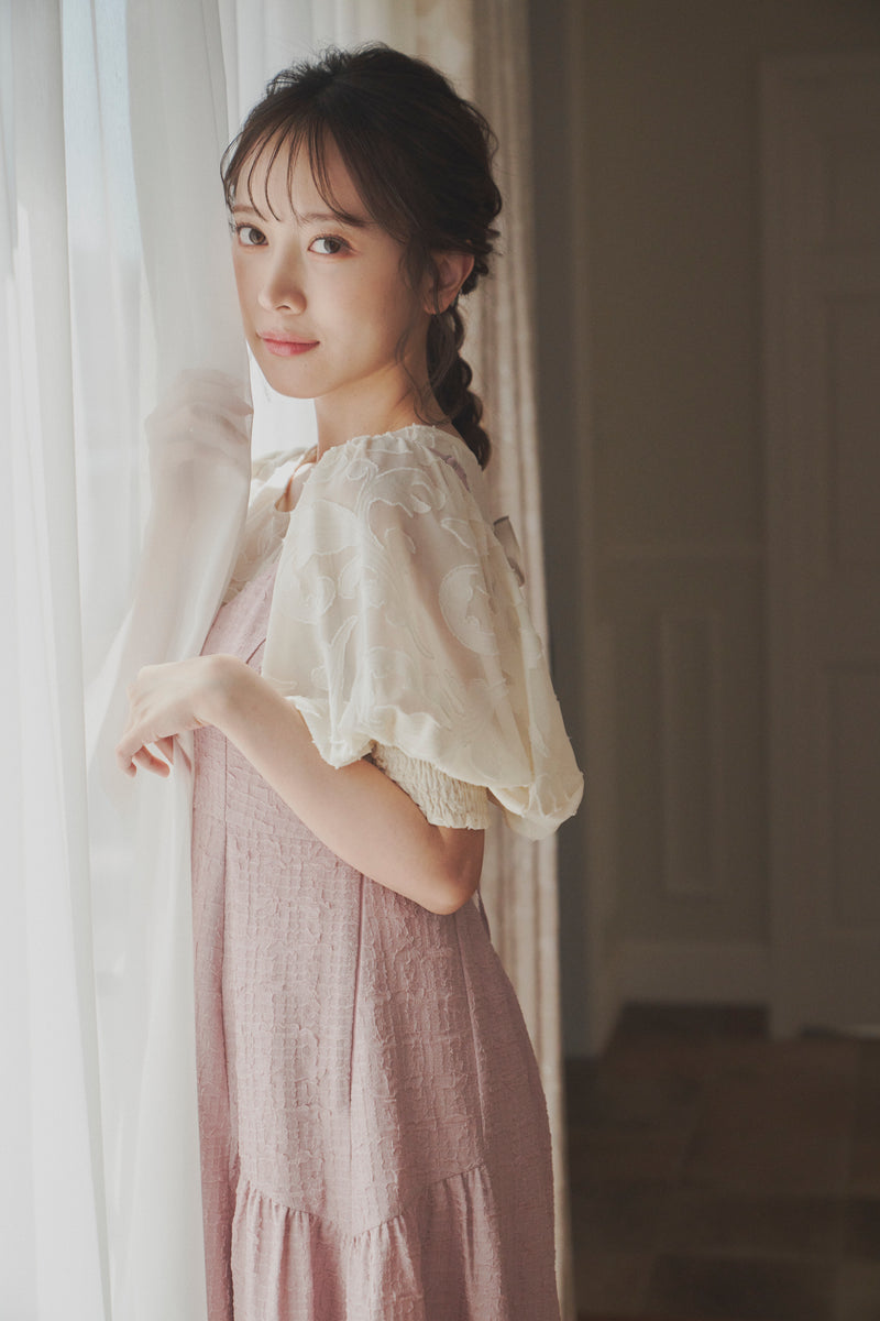 sheer jacquard volume blouse
