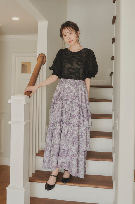 sheer jacquard volume blouse