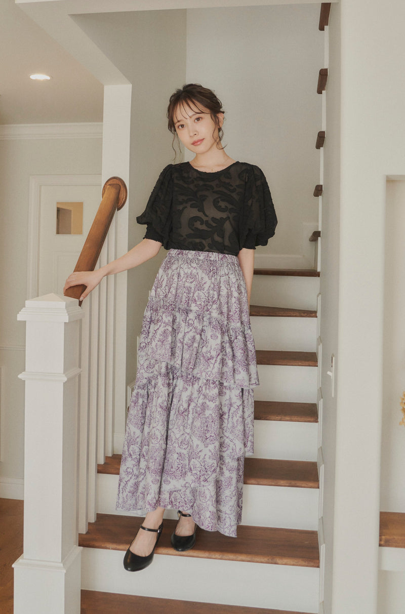 toile de Jouy frill skirt