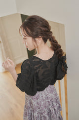 sheer jacquard volume blouse