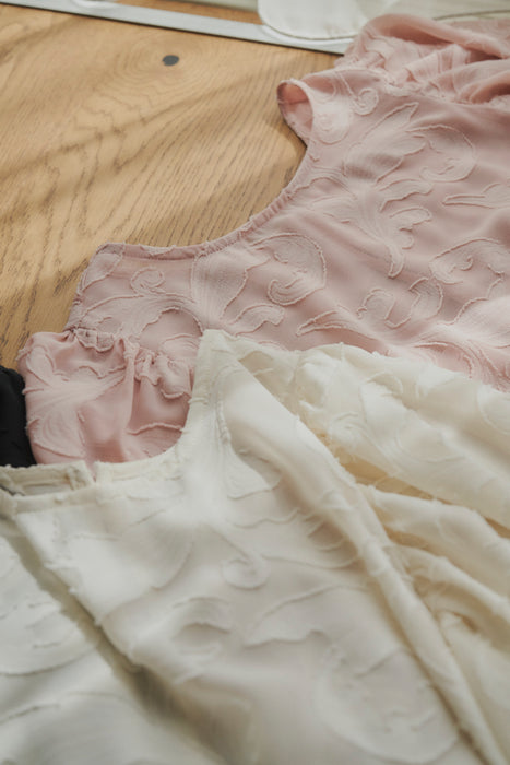 sheer jacquard volume blouse
