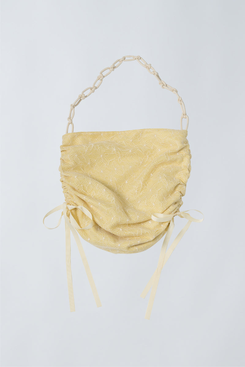 bicolor lace drawstring bag