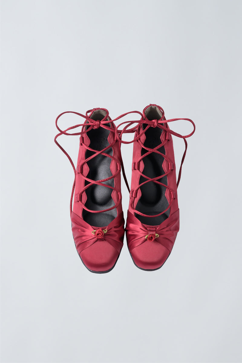 lace up rose ballet shoes