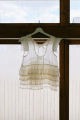 sheer frill tiered blouse