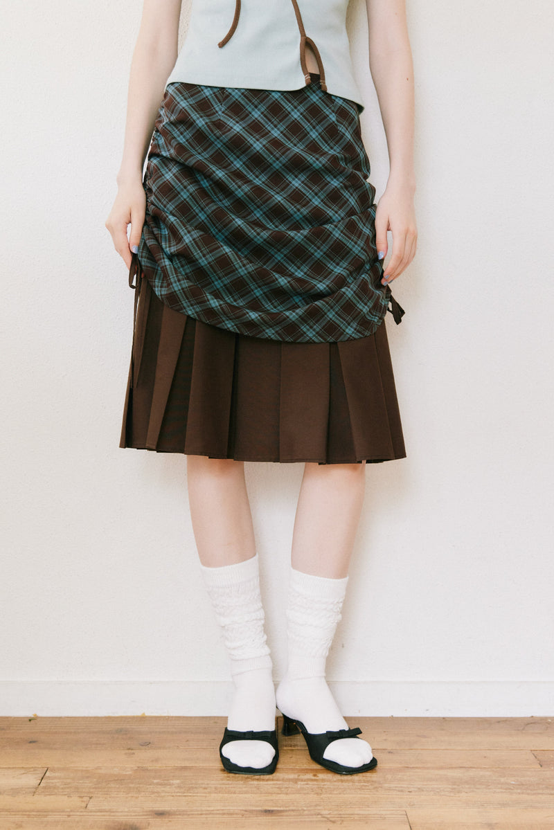 drawstring check pleats skirt – idem