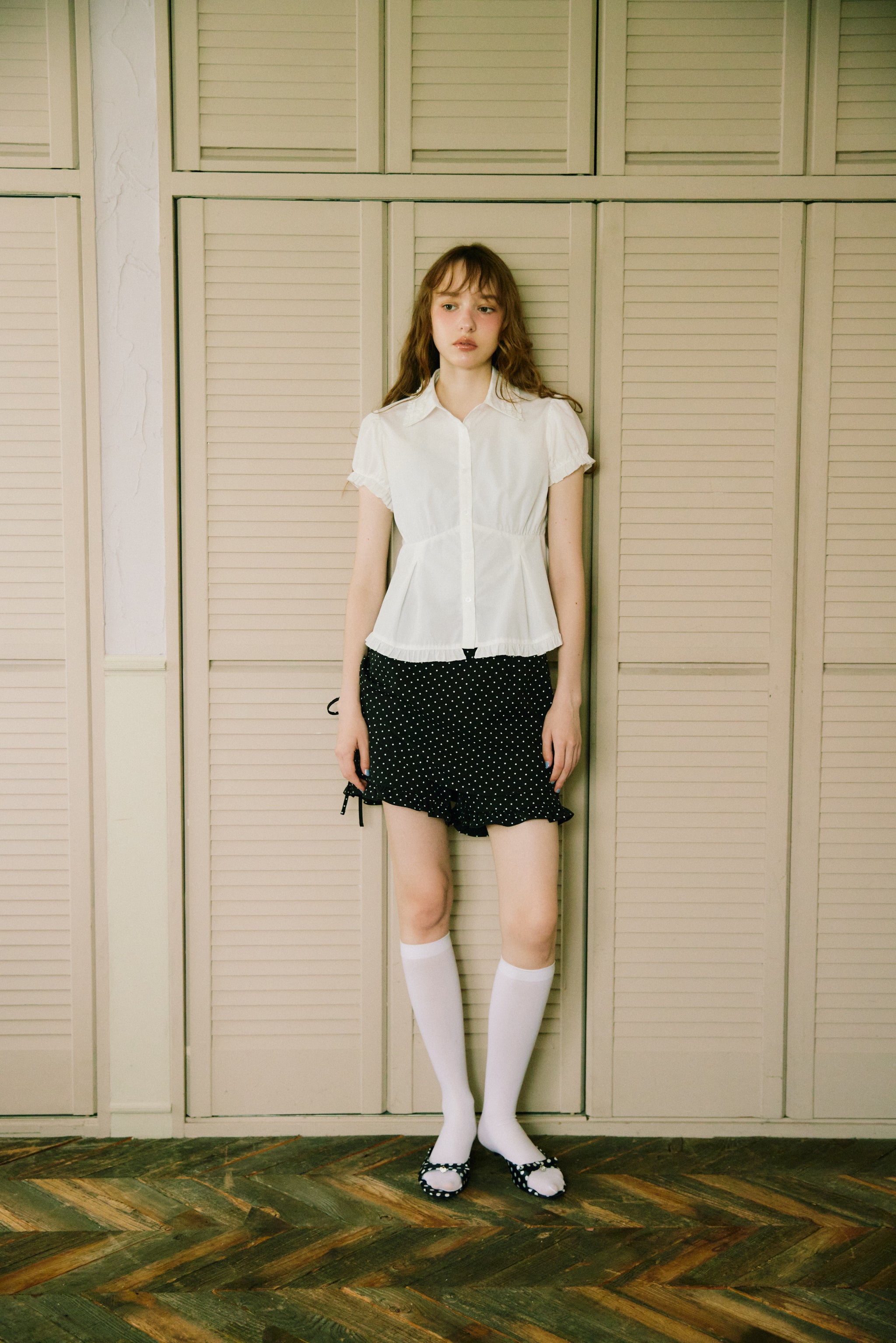 frill collar peplum blouse