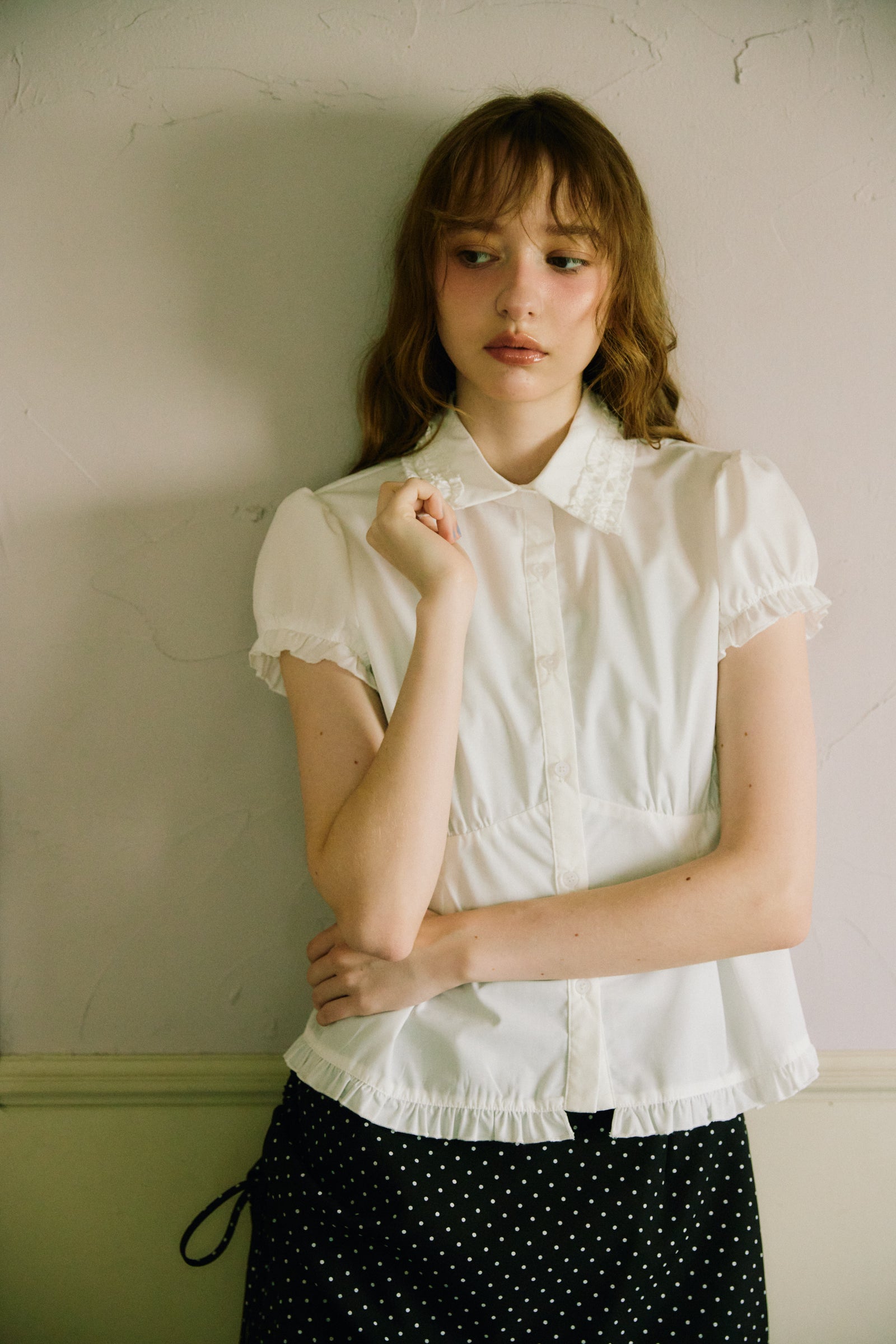 frill collar peplum blouse – idem