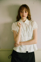 frill collar peplum blouse
