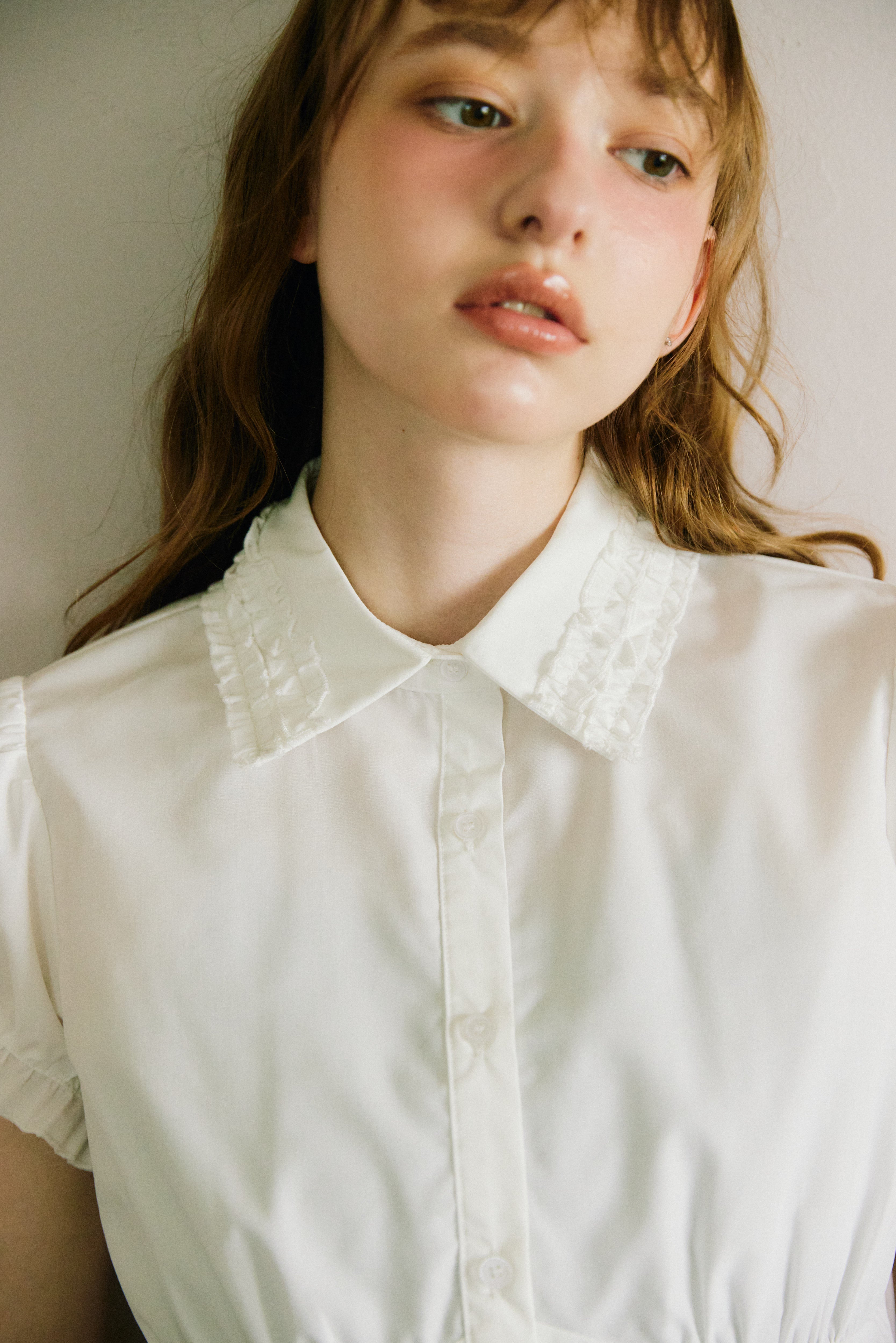 frill collar peplum blouse