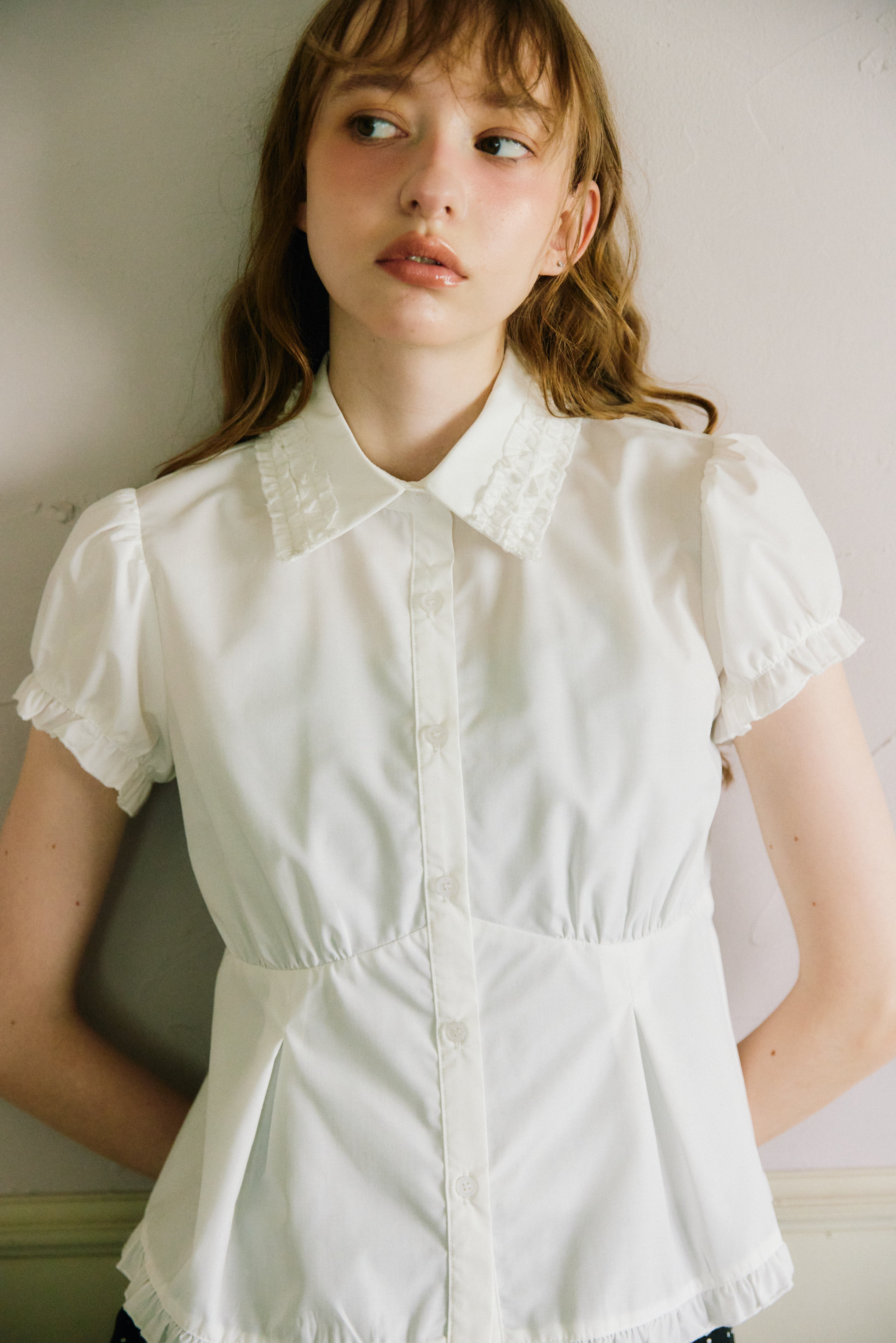 frill collar peplum blouse