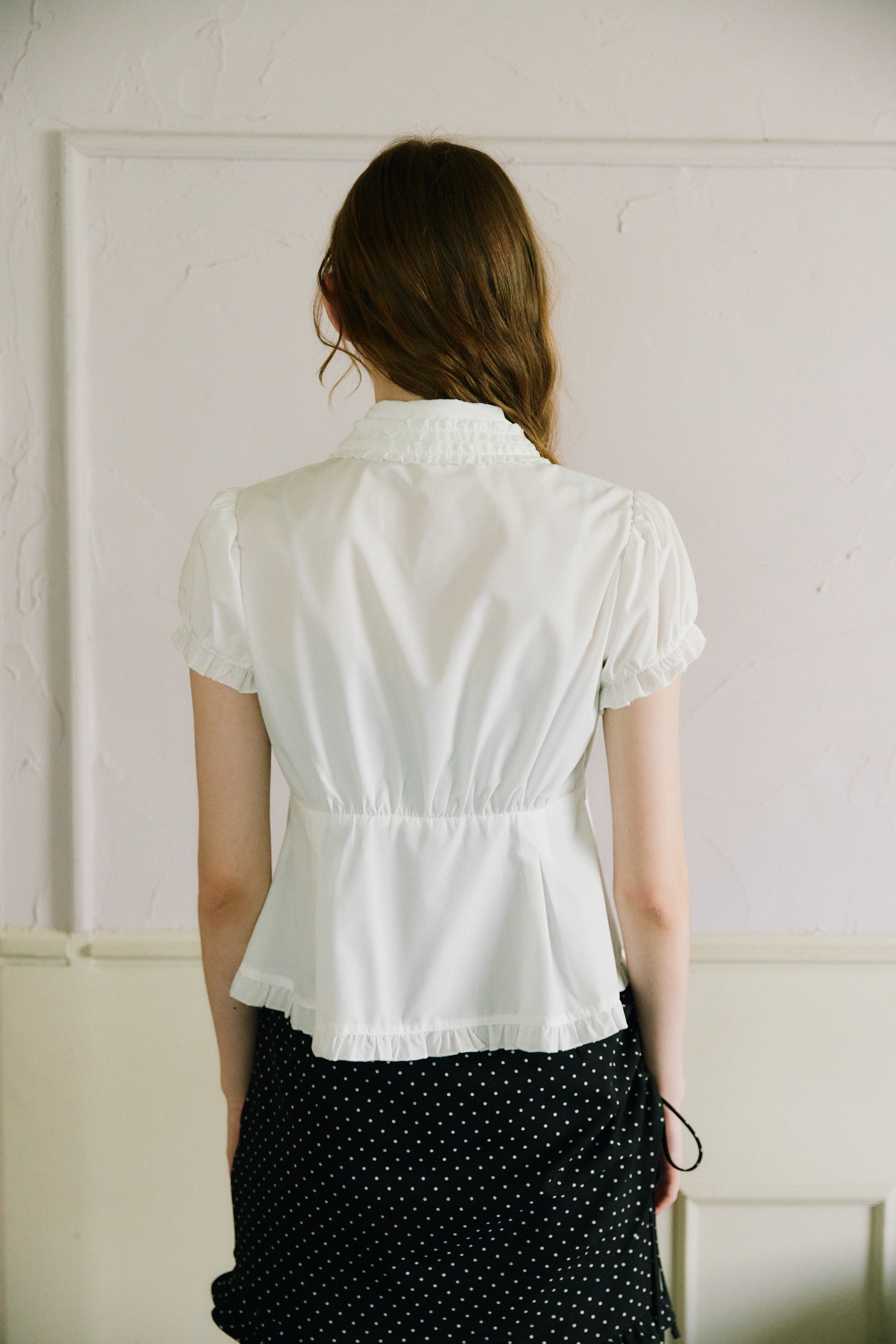frill collar peplum blouse