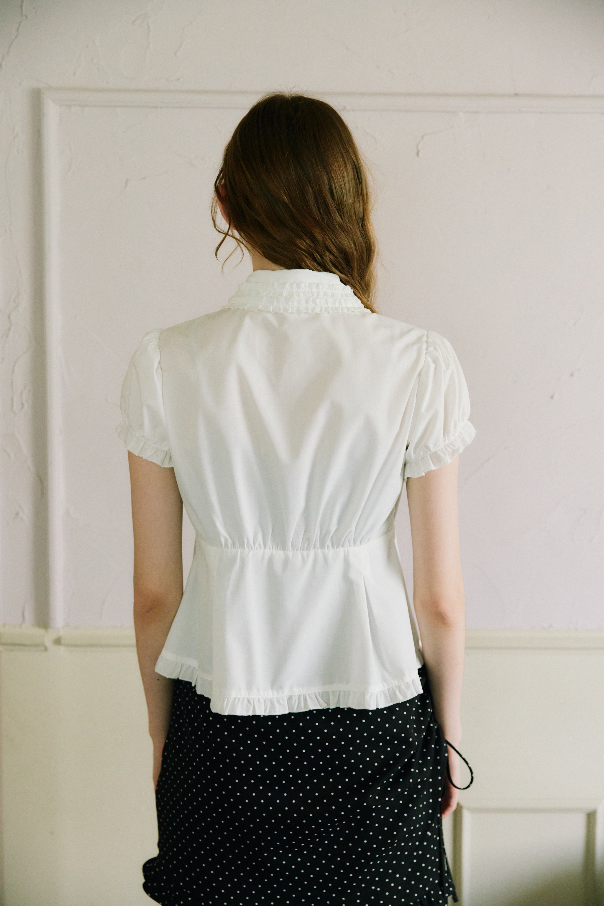 frill collar peplum blouse