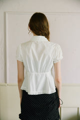 frill collar peplum blouse