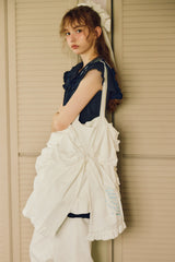 big ribbon frill tote bag