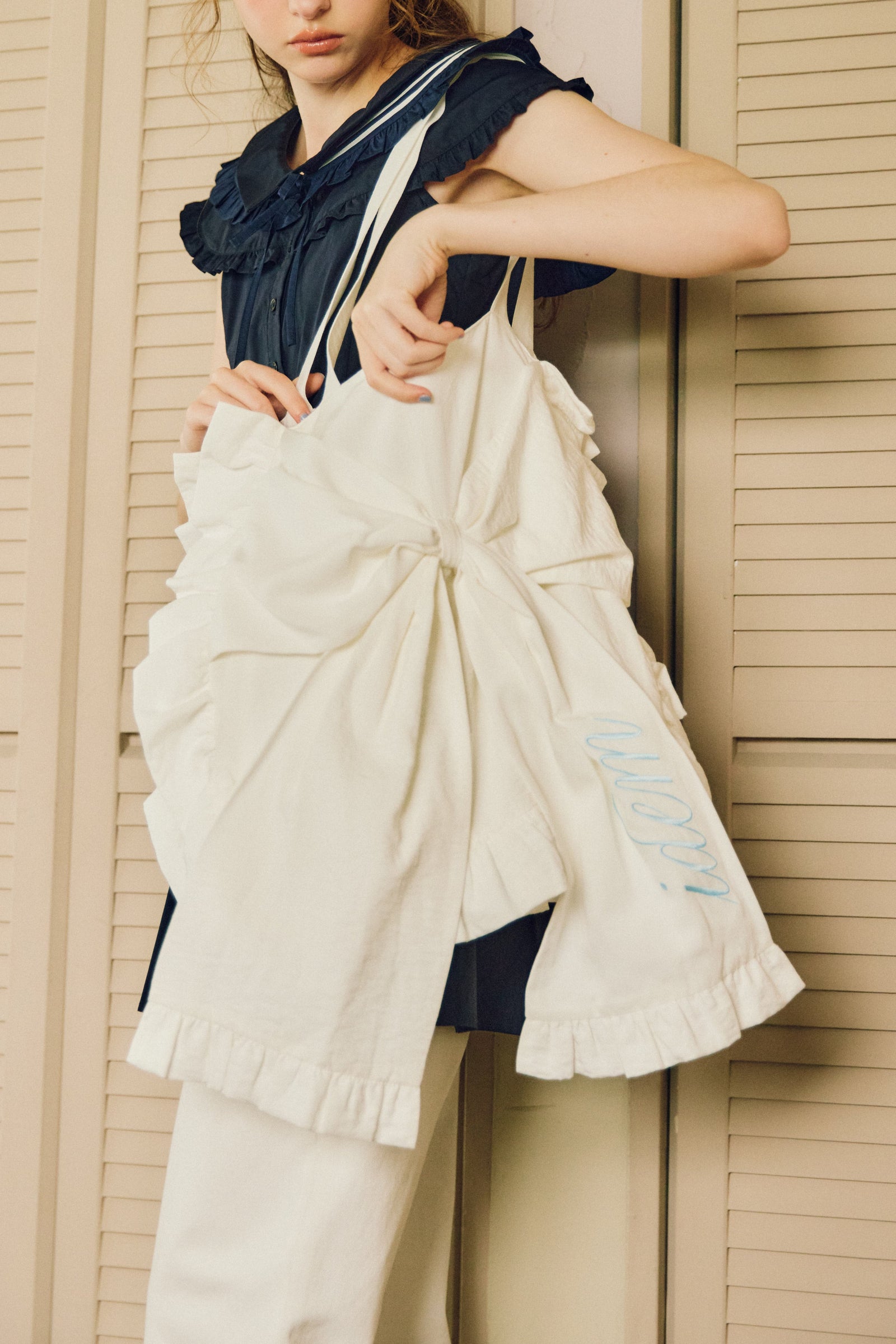 big ribbon frill tote bag – idem