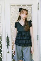 sheer frill tiered blouse