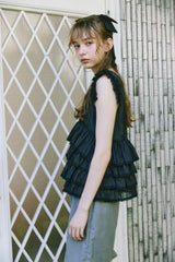sheer frill tiered blouse
