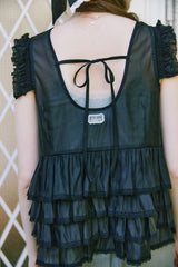 sheer frill tiered blouse