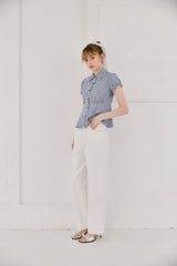 frill collar peplum blouse