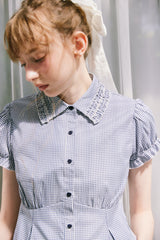 frill collar peplum blouse