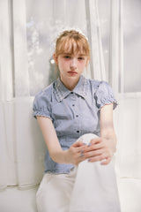 frill collar peplum blouse