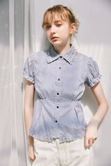 frill collar peplum blouse
