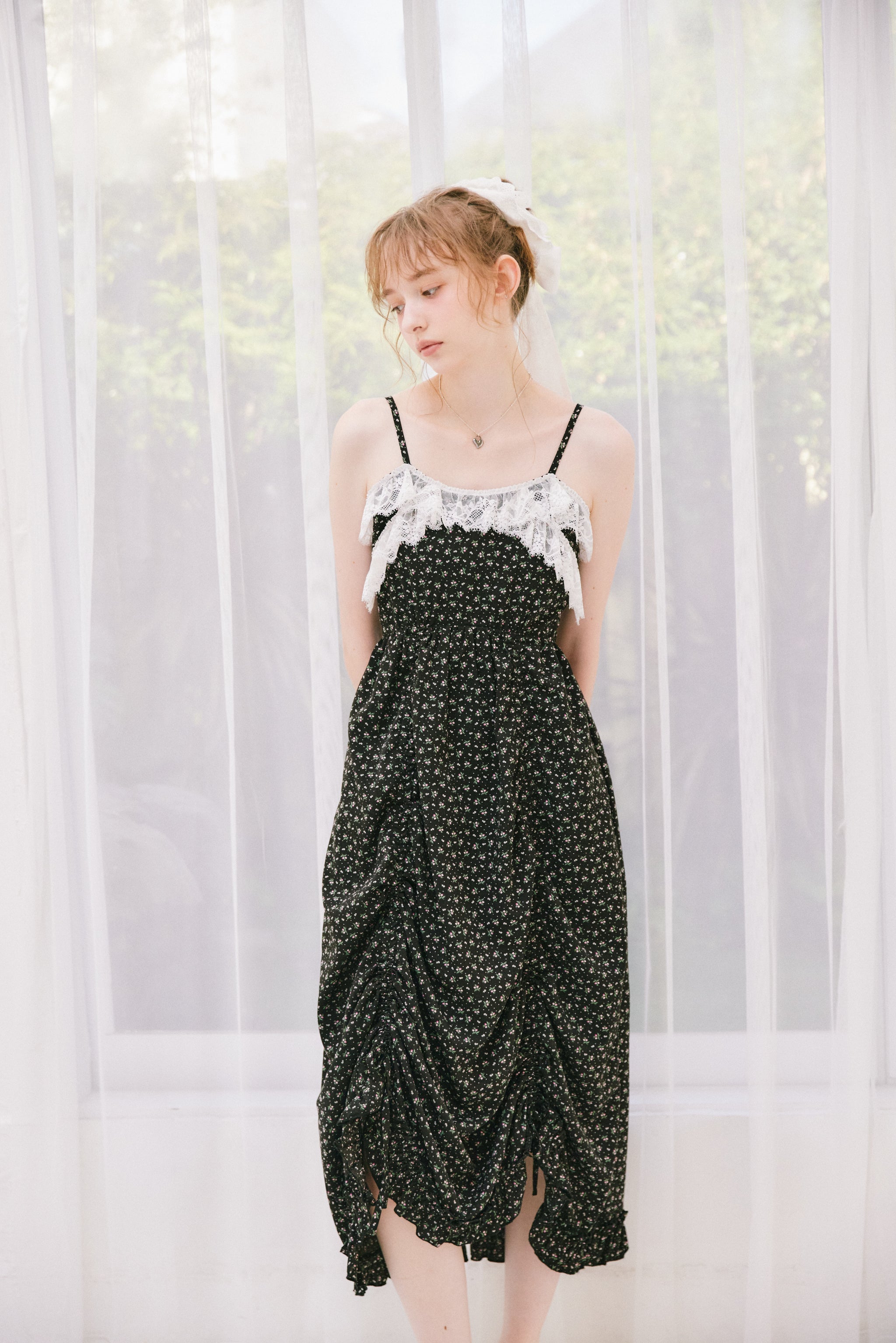 lace drawstring onepiece