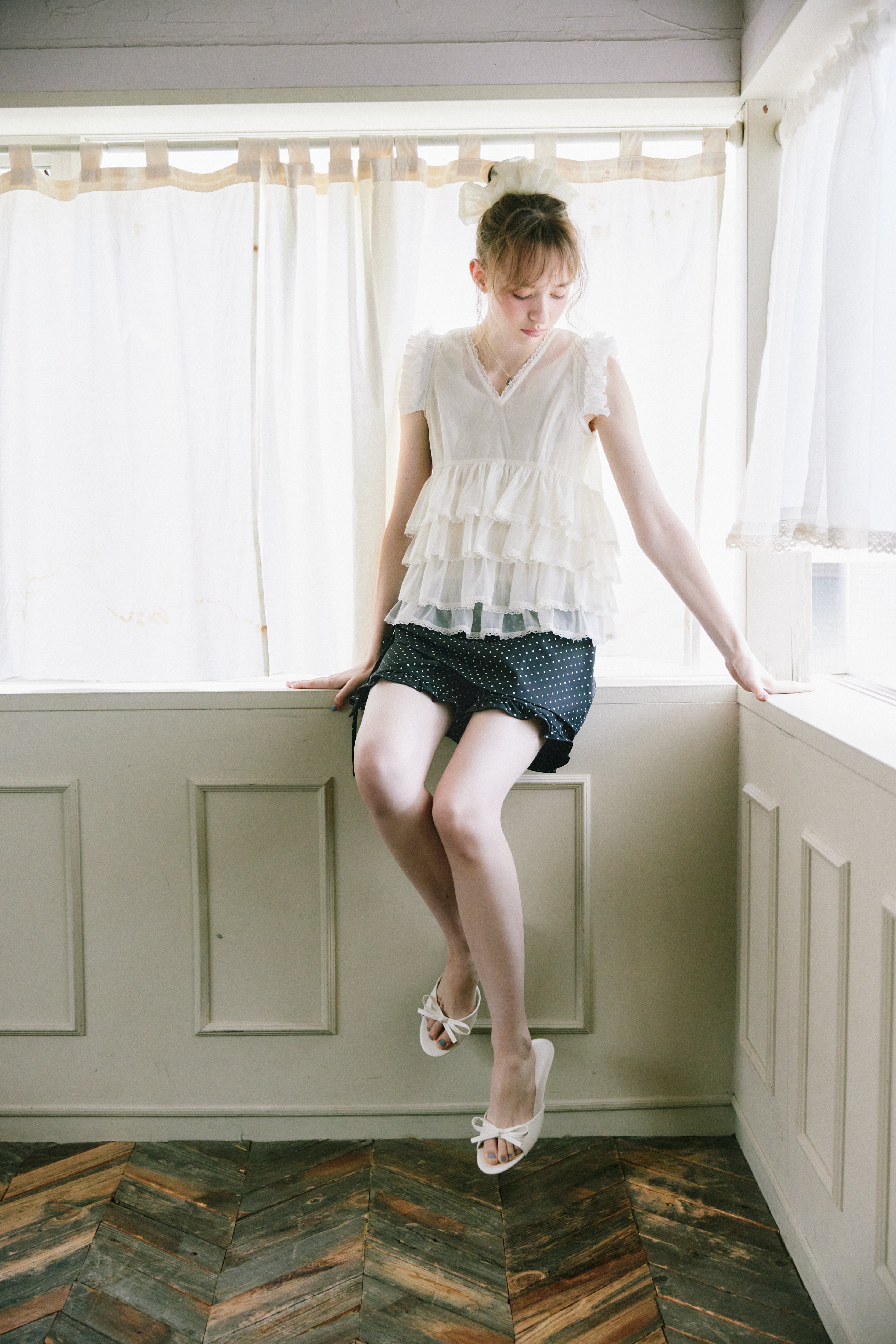 layered frill mini pants