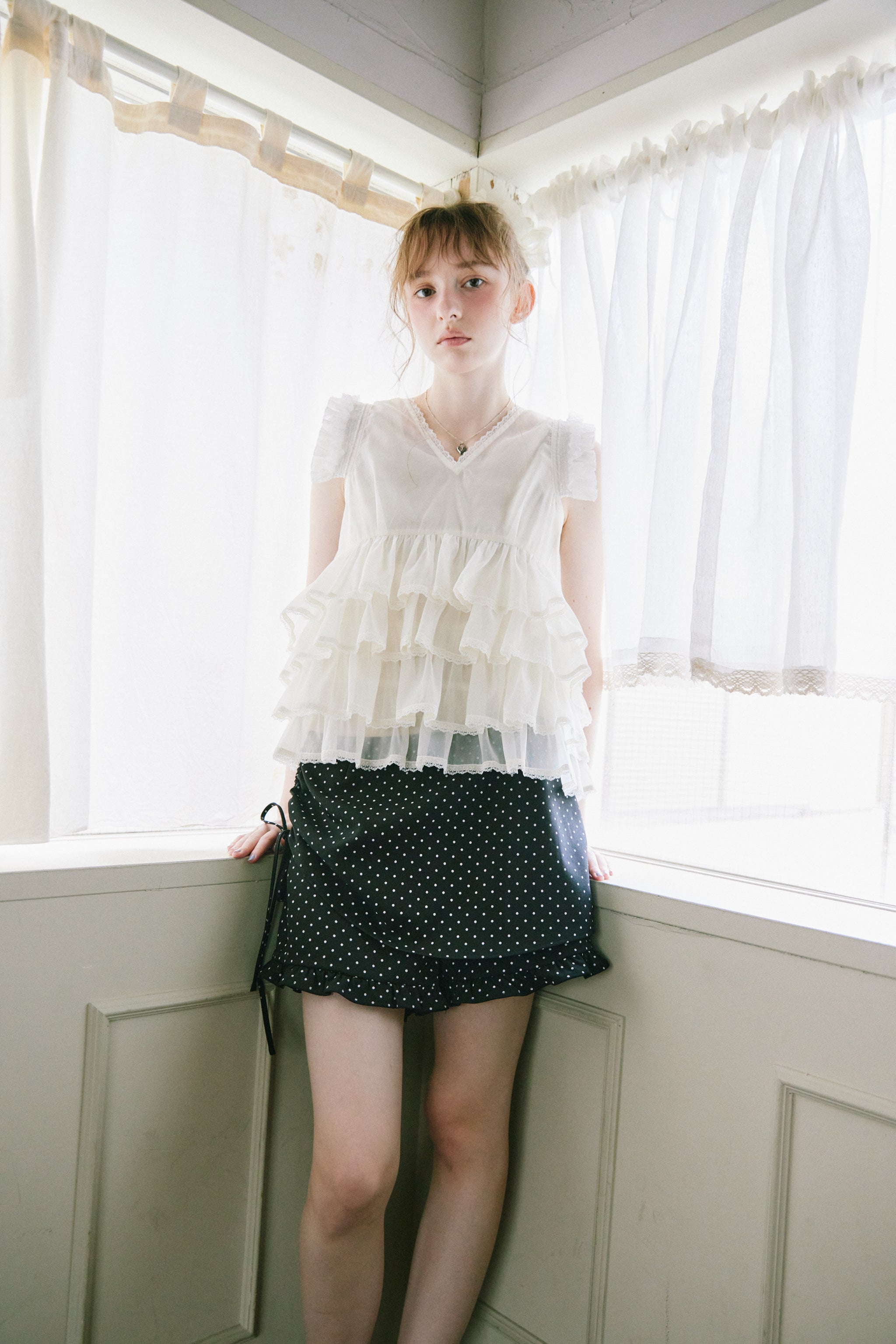 layered frill mini pants