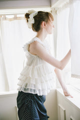 sheer frill tiered blouse