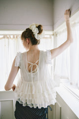 sheer frill tiered blouse