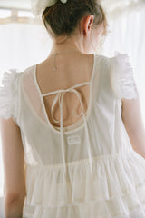 sheer frill tiered blouse