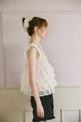sheer frill tiered blouse