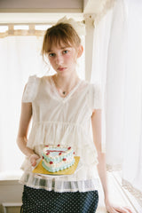 sheer frill tiered blouse