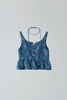 flower jacquard denim bustier