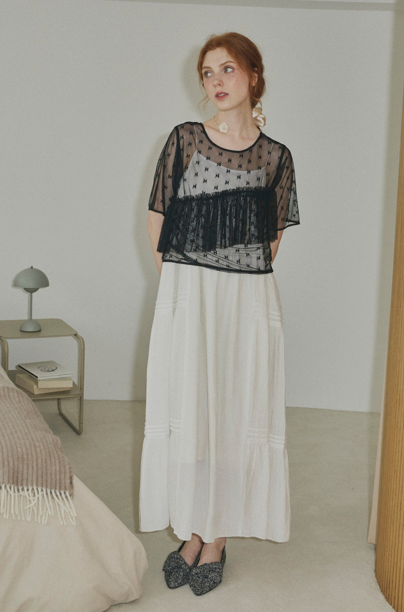 sheer lace frill tops