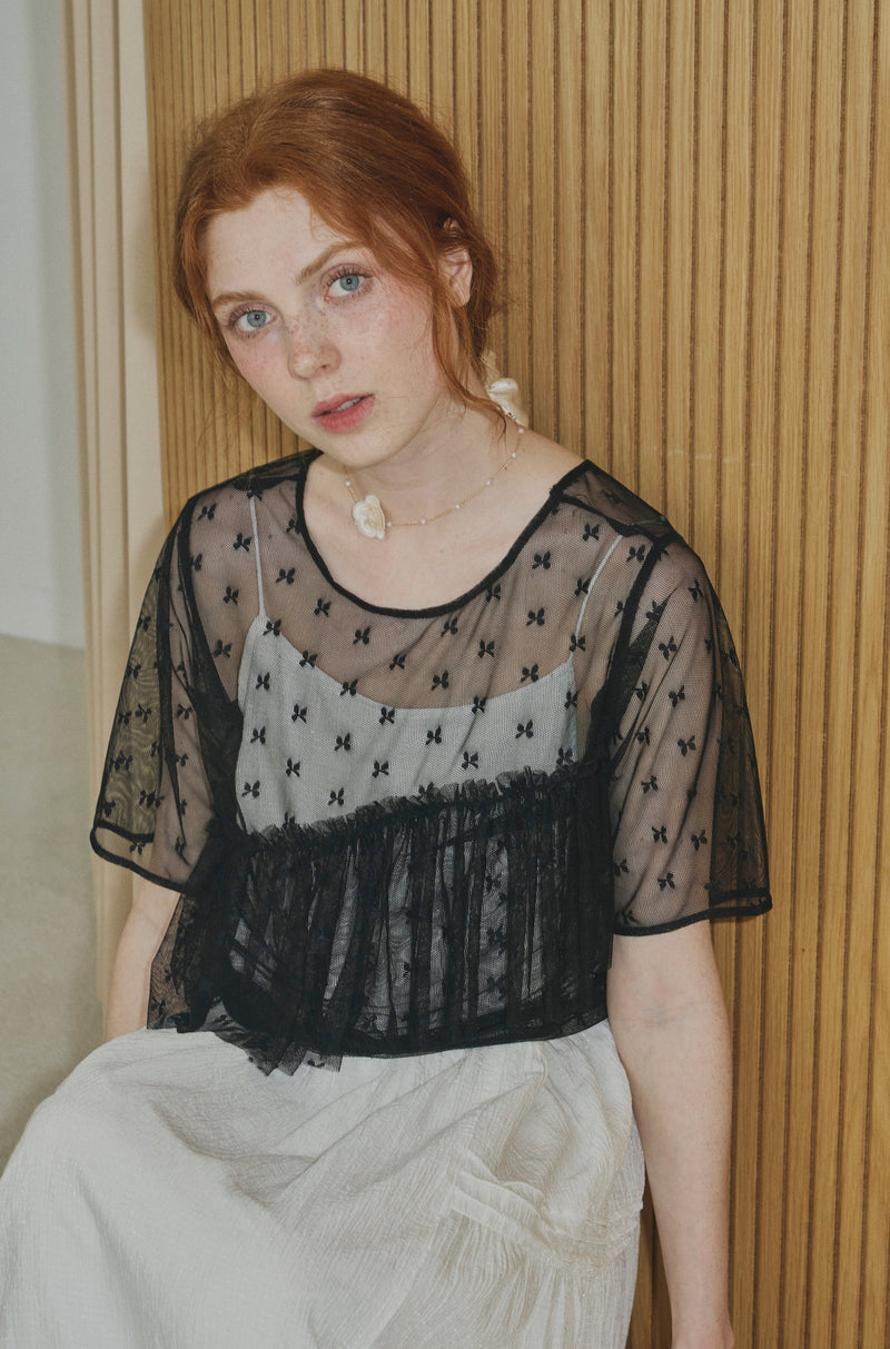 sheer lace frill tops