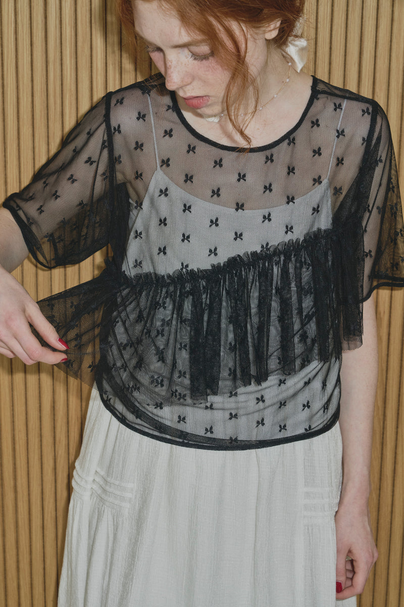 sheer lace frill tops