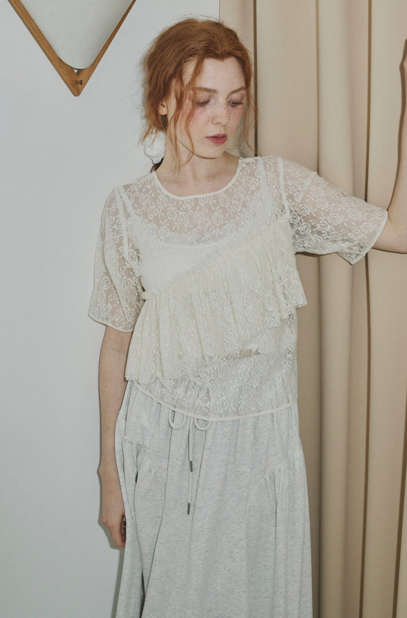 sheer lace frill tops