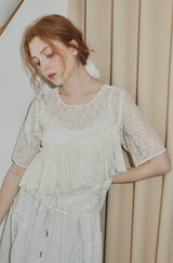 sheer lace frill tops