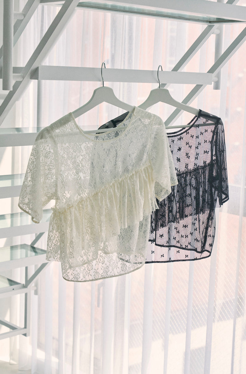 sheer lace frill tops